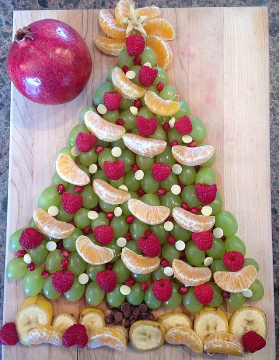 Новогодняя нарезка фруктов и овощей (65 фото)